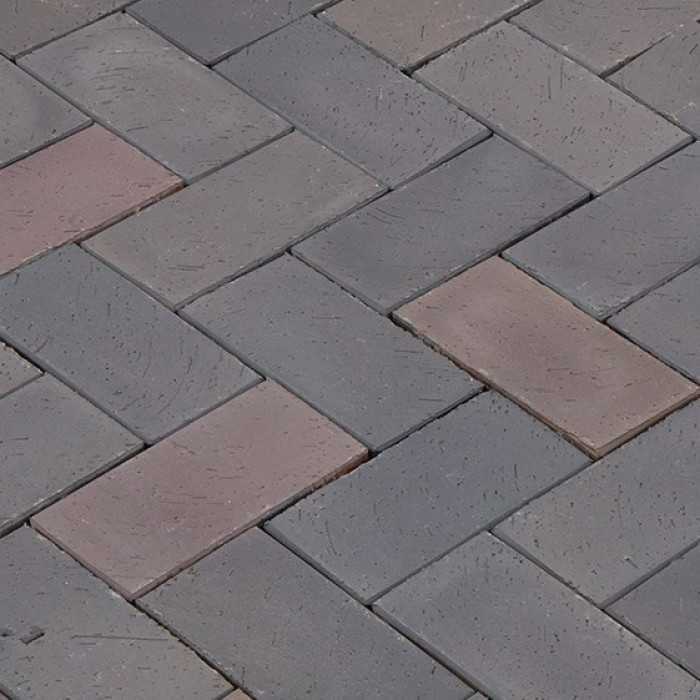 Клинкерная брусчатка Lode Tybet (оттенки) серо-пестрая шероxоватая, 200x100x47 мм